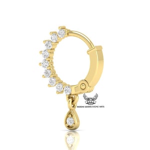 14k Gelbgold Diamant Nasenring: 0.20ctw Natürlicher Australischer