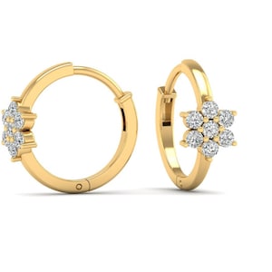 Pendiente de oro amarillo de 14 quilates, pendiente de aro con diamantes, pendiente de oro macizo, pendiente de lóbulo para mujer, pendiente de clic, pendiente de diamantes unisex