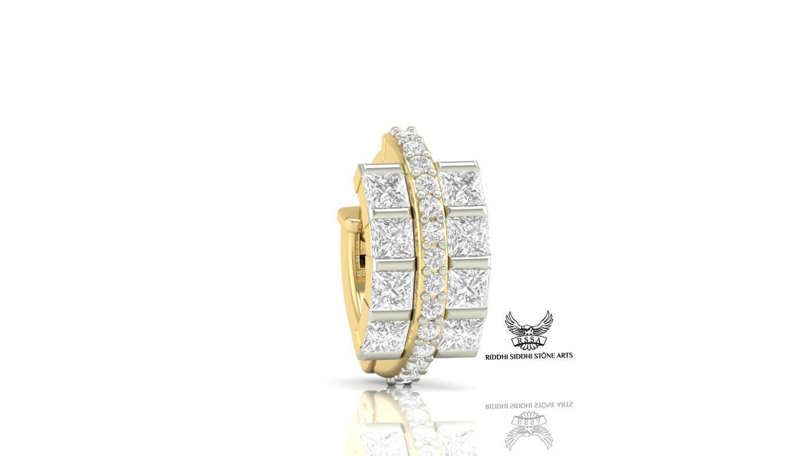 Anello Da Naso E Orecchini Daith In Oro Giallo 14kt – Doppio Cerchio 16G, 8/10/12mm, Con Zirconia