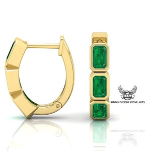 Pendiente de oro amarillo de 14 quilates, pendiente unisex, pendiente de compromiso para boda, pendiente de aniversario, pendiente de mujer. Pendiente de aro para mujer.