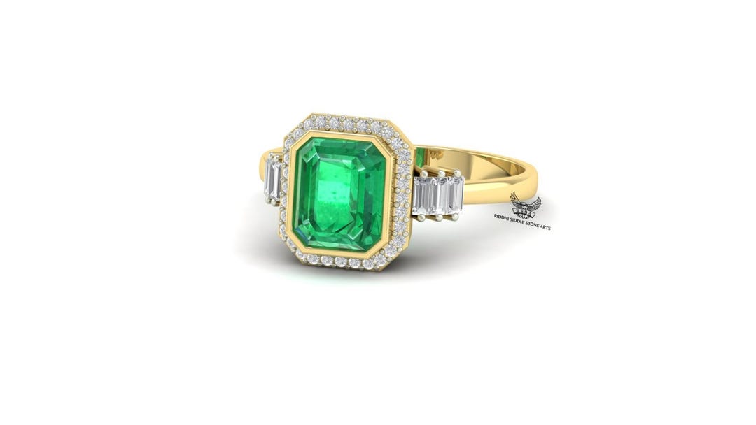 ザンビア産 天然エメラルド ラボ ダイヤモンド リング シルバー指輪