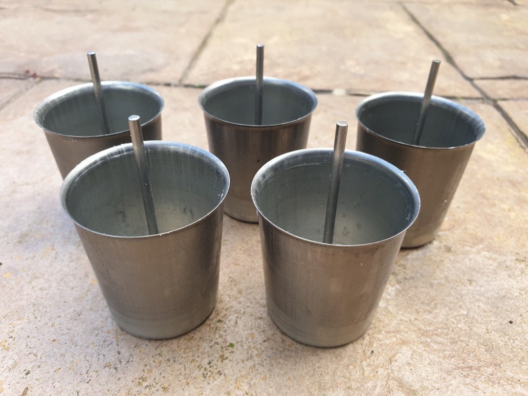 Set of 5 Metal Votive Candle Moulds With Wick Pins Make Your Own