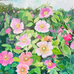 Blooming Briar - Acrylic Painting. Flower Painting. Original Artwork