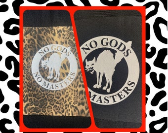 Patch NO Gods NO Masters / noir avec imprimé blanc ou sur tissu Leo Print