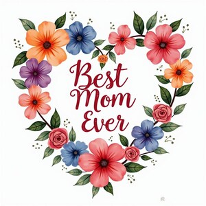 Best Mom Ever&quot; Floral Heart – Printable Mother&#39;s Day Wall Art