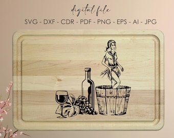 Charcuterie Board Svg I Laser Engrave files I Vine and Grape svg I Digital File I Svg files for cricut I Chopping Board I Charcuterie I SVG