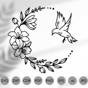 Floral Frame svg I Wreath svg I Circle Border Svg  I Laurel Wreath svg I Wreath Clipart I Laser Engraving I Svg/png/eps/ai/jpg