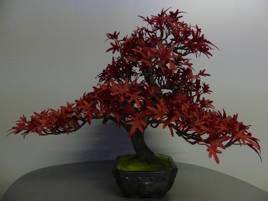 Érable rouge artificiel, érable japonais rouge nain, arbre artificiel, érable japonais faux érable, érable à sucre pour décoration extérieure d'automne, 1,8 x 1,5 m (5,9 x 4,9 pieds