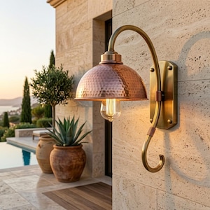 Set of 2 Green Patina Copper Wall Sconces – Modern Moroccan Wall Light – Geometric Shadow Casting Lamp – Handmade copper Lighting