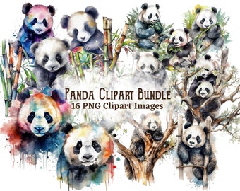 Das ultimative Panda Clipart Bundle - Digitale Clipart Sticker Set - Druckbare Bilder - 16 JPG & transparente PNG Bilder