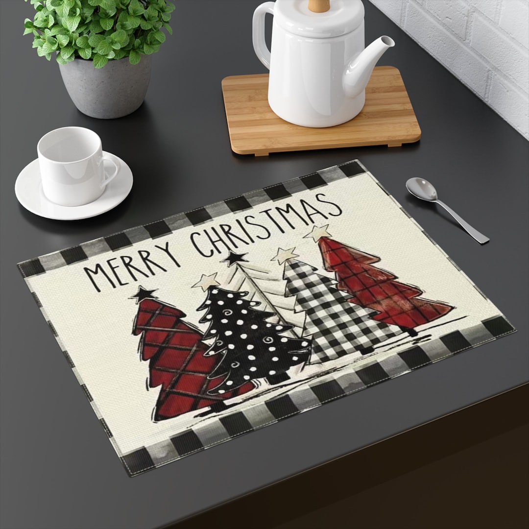 Christmas Placemats Merry Christmas Placemats Plaid Etsy