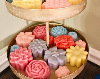 Sabonete de flores artesanais - Sabonete de leite de cabra - Sabonete único - Desenhos e cores variados - Aloe Vera calmante