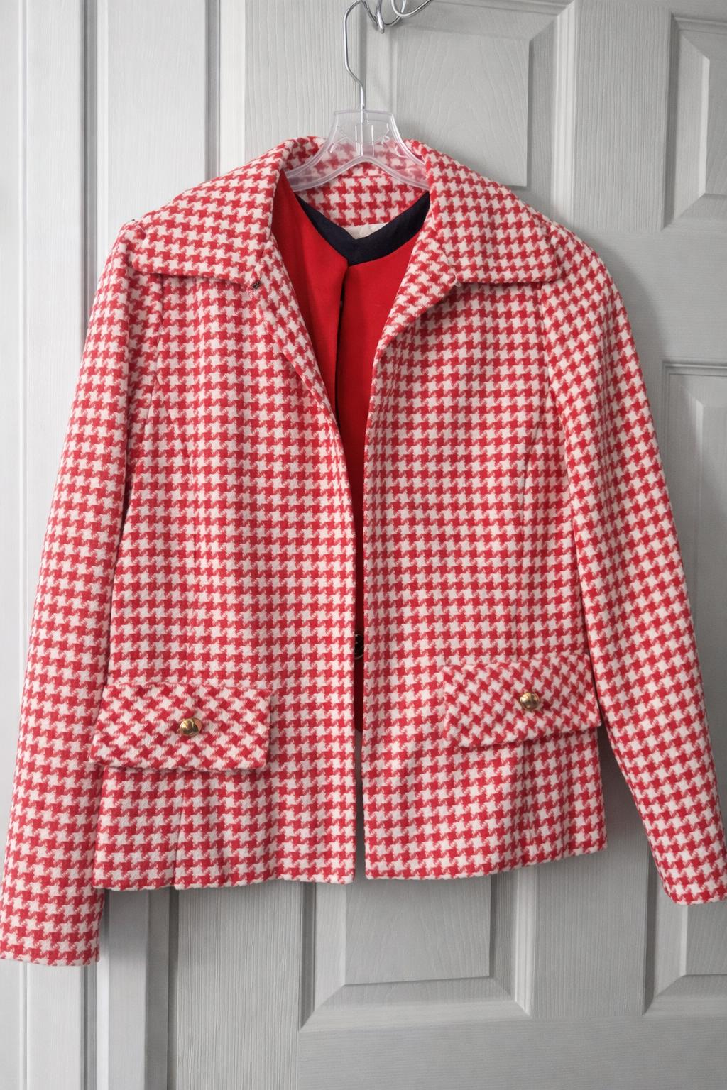 Vintage Red & White Houndstooth Jacket With Matching Vest | Granny Chic ...