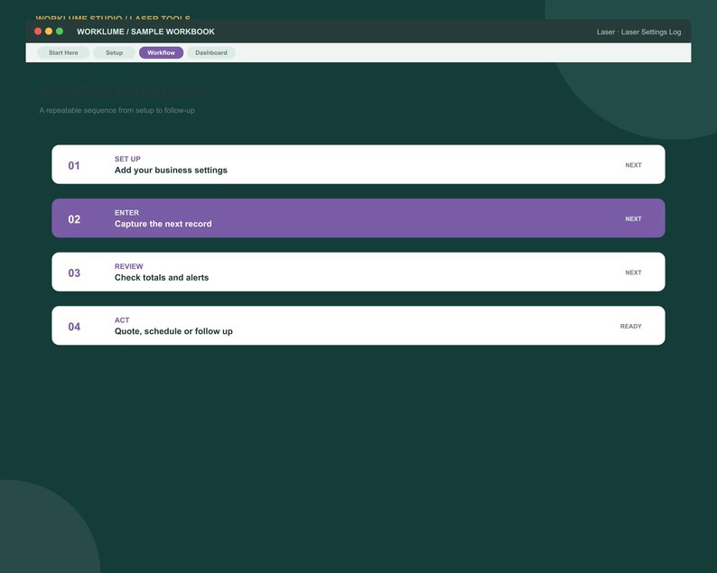 Laser Settings Log, Machine Maintenance Tracker, Test Cut Library ...