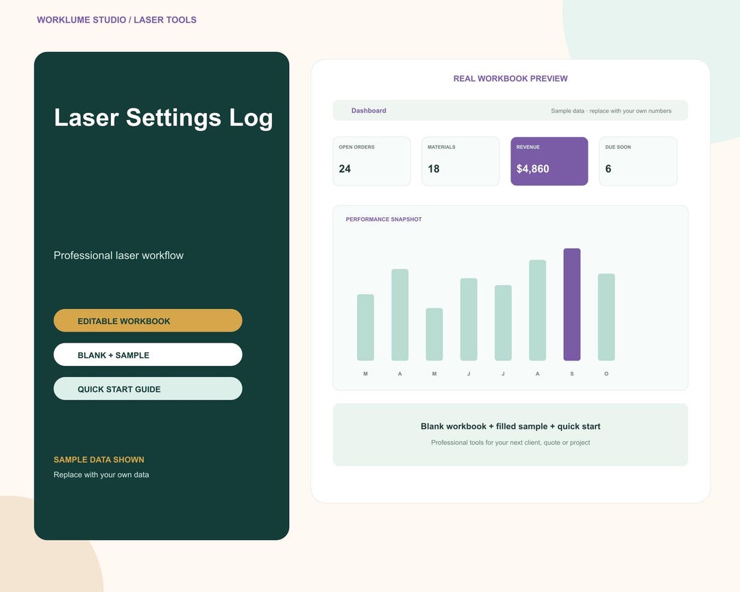 Laser Settings Log, Machine Maintenance Tracker, Test Cut Library ...