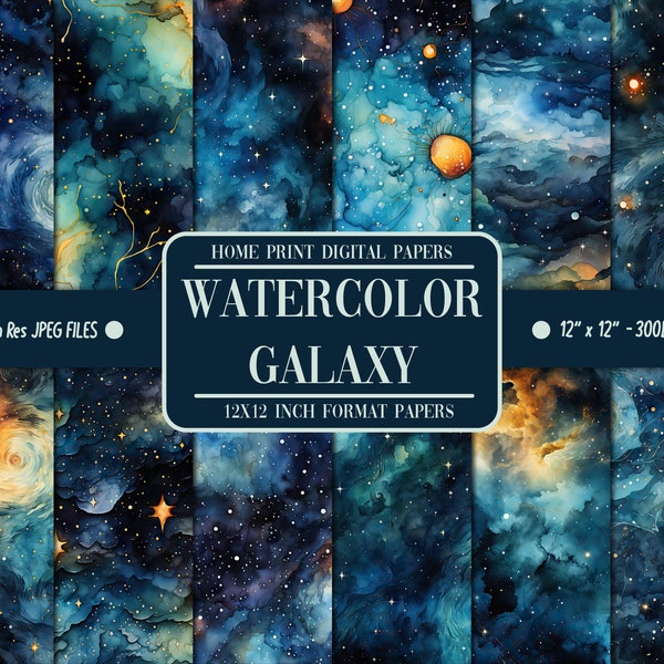Mystical Starry Night Sky Watercolor Galaxy Backgrounds Cosmic Texture Papers Starry Night Digital Download Free Commercial Use Journal Pack