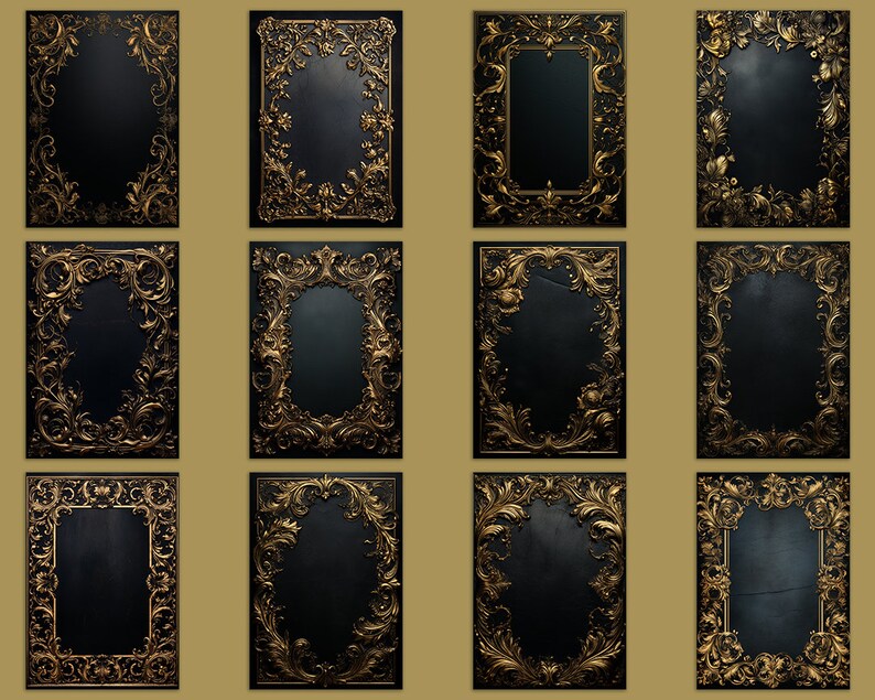 Luxurious Black Book Covers and Printable Decorative Gilded Book Covers
