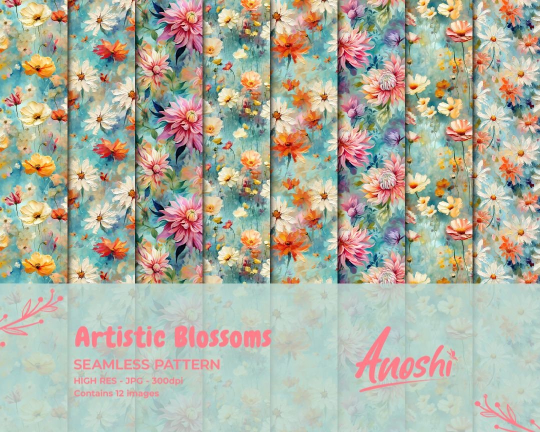 Floral Seamless Digital Paper Seamless Flower Fantasy Patterns Instant ...