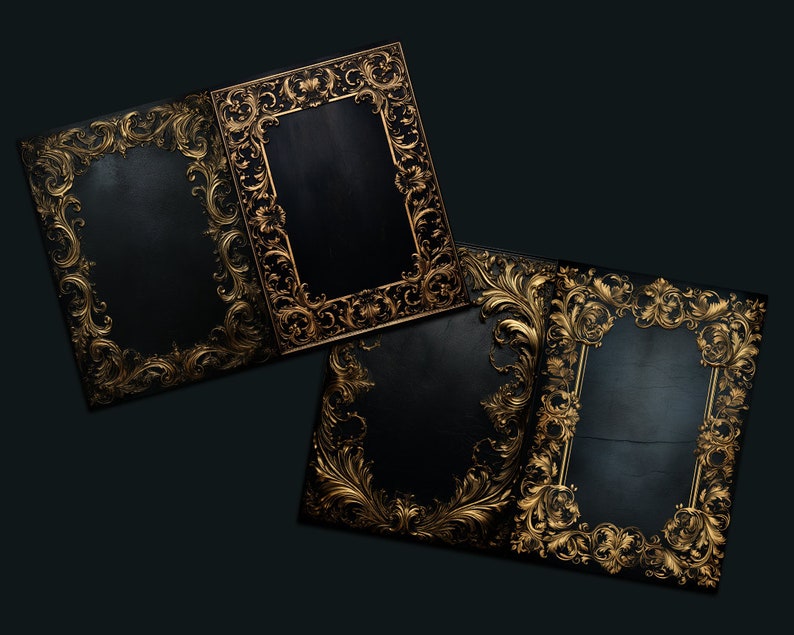 Luxurious Black Book Covers and Printable Decorative Gilded Book Covers