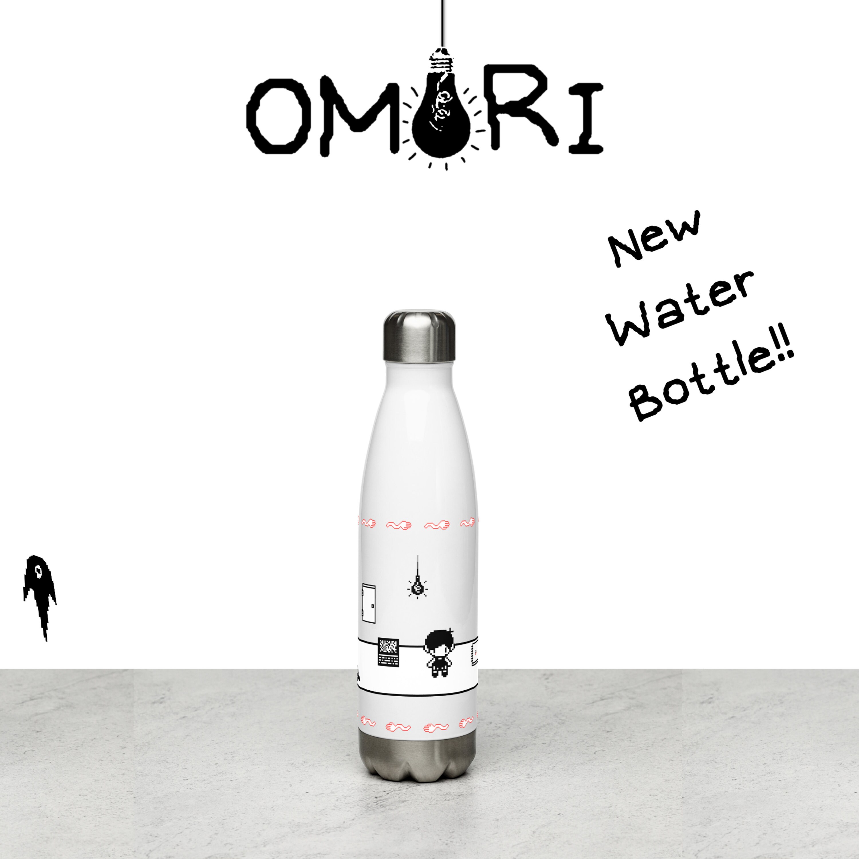 Omori Water Bottle White Spaceomori Gift Omori minimalrpg Etsy
