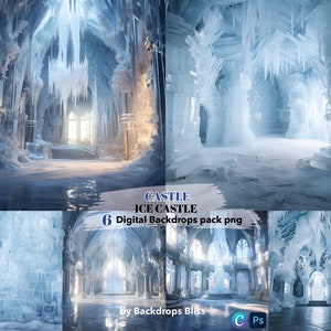 Ice Castle Digital Backdrop Maternity backdrop frozen castle background snow castle overlays winter pregnancy snow digital Background studio