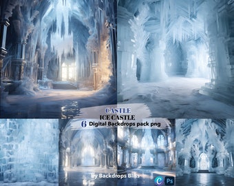 Ice Castle Digital Backdrop Maternity backdrop frozen castle background snow castle overlays winter pregnancy snow digital Background studio