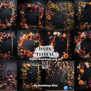 Maternity digital backdrop floral frame digital overlays dark Floral ring backdrop floral maternity backdrop colorful floral texture overlay