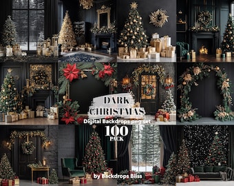 Christmas digital backdrop dark christmas tree overlay traditional family portrait gift family backdrop black maternity digital backdrop png