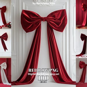 Digital Backdrop PNG Giant Bow Backdrop Red Backdrop Decor Overlay ...
