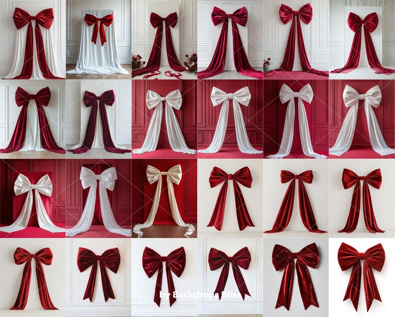 Digital Backdrop PNG Giant Bow Backdrop Red Backdrop Decor Overlay ...