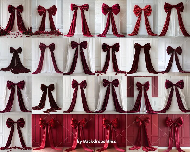 Digital Backdrop PNG Giant Bow Backdrop Red Backdrop Decor Overlay ...