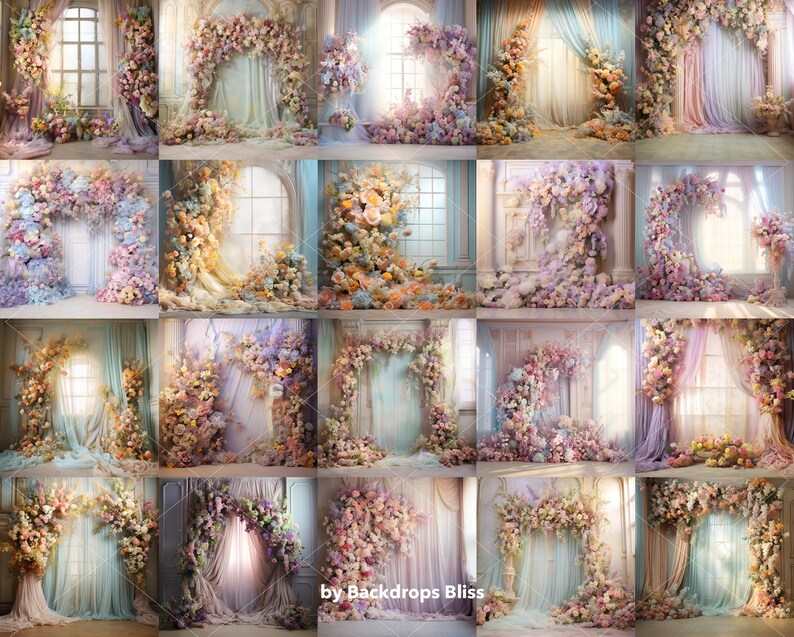 Like Backdrops Floral Maternity Digital Backdrop Room Pastel Background Drapes ...