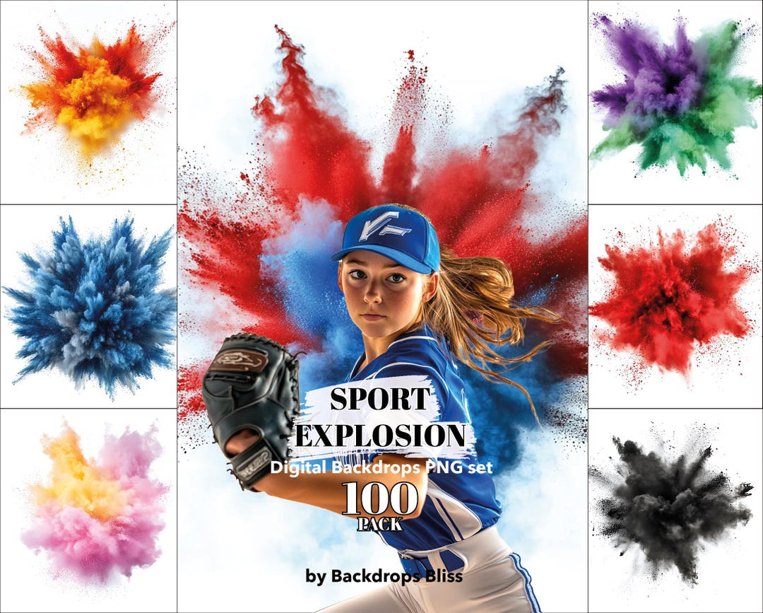 Sport Backdrops Color Dust Explosion Overlay Softball Background ...