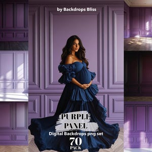 Panel wall digital backdrops purple maternity backdrop overlays bundle purple studio backdrop overlay room background gender reveal backdrop