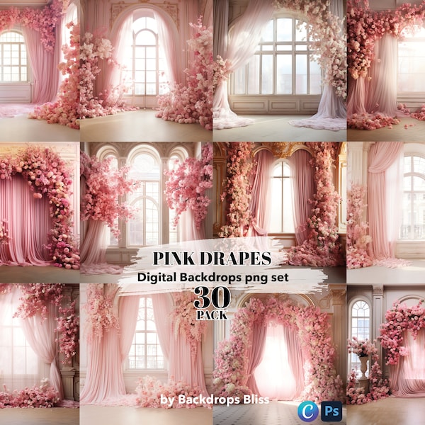 Pink curtain digital backdrop pink maternity digital backdrop pink castle backdrop pink  floral drape backdrop floral texture overlay studio
