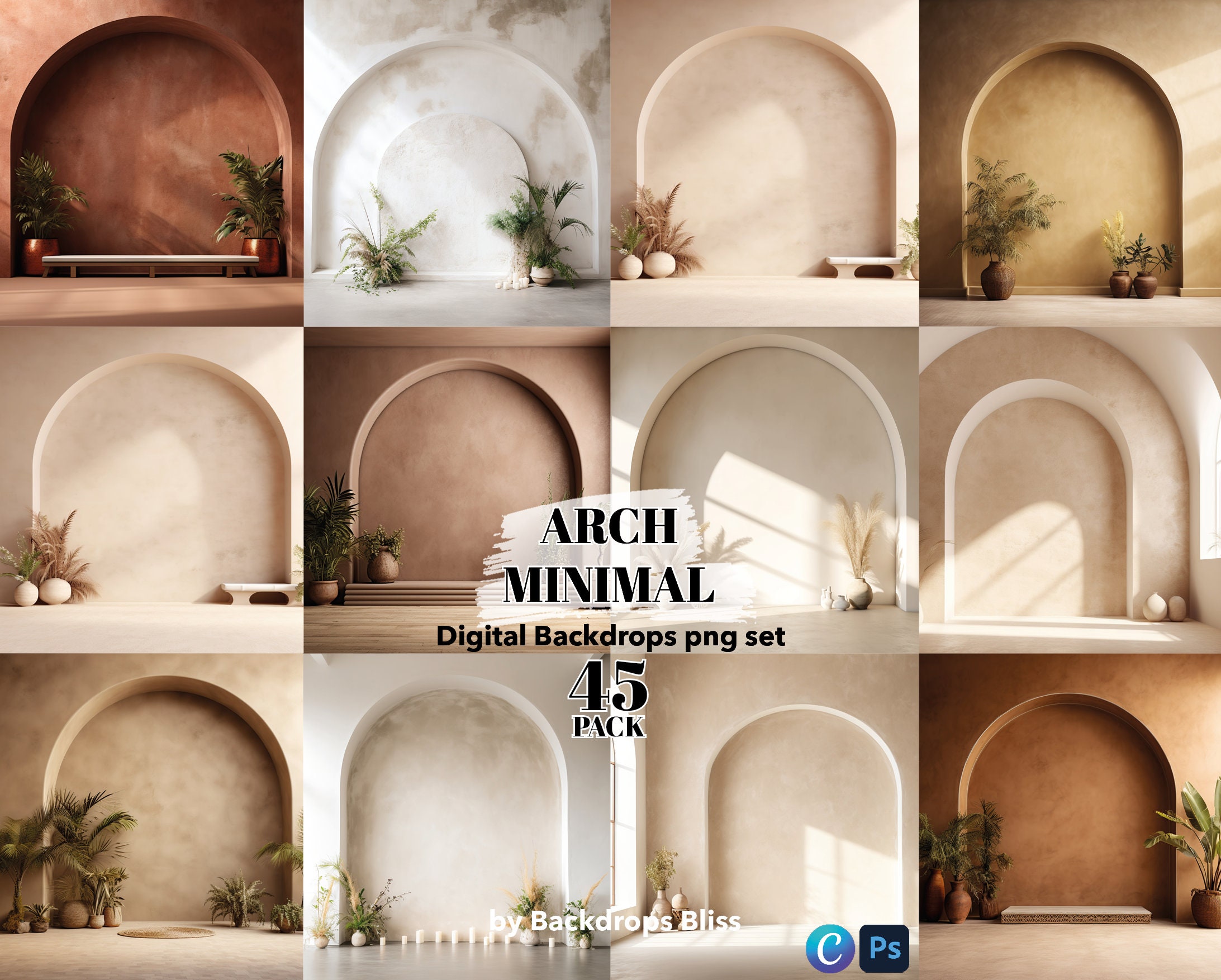 Boho maternity digital backdrop room minimal arches backdrop maternity overlays fine art textures brown boho digital backdrop wedding studio