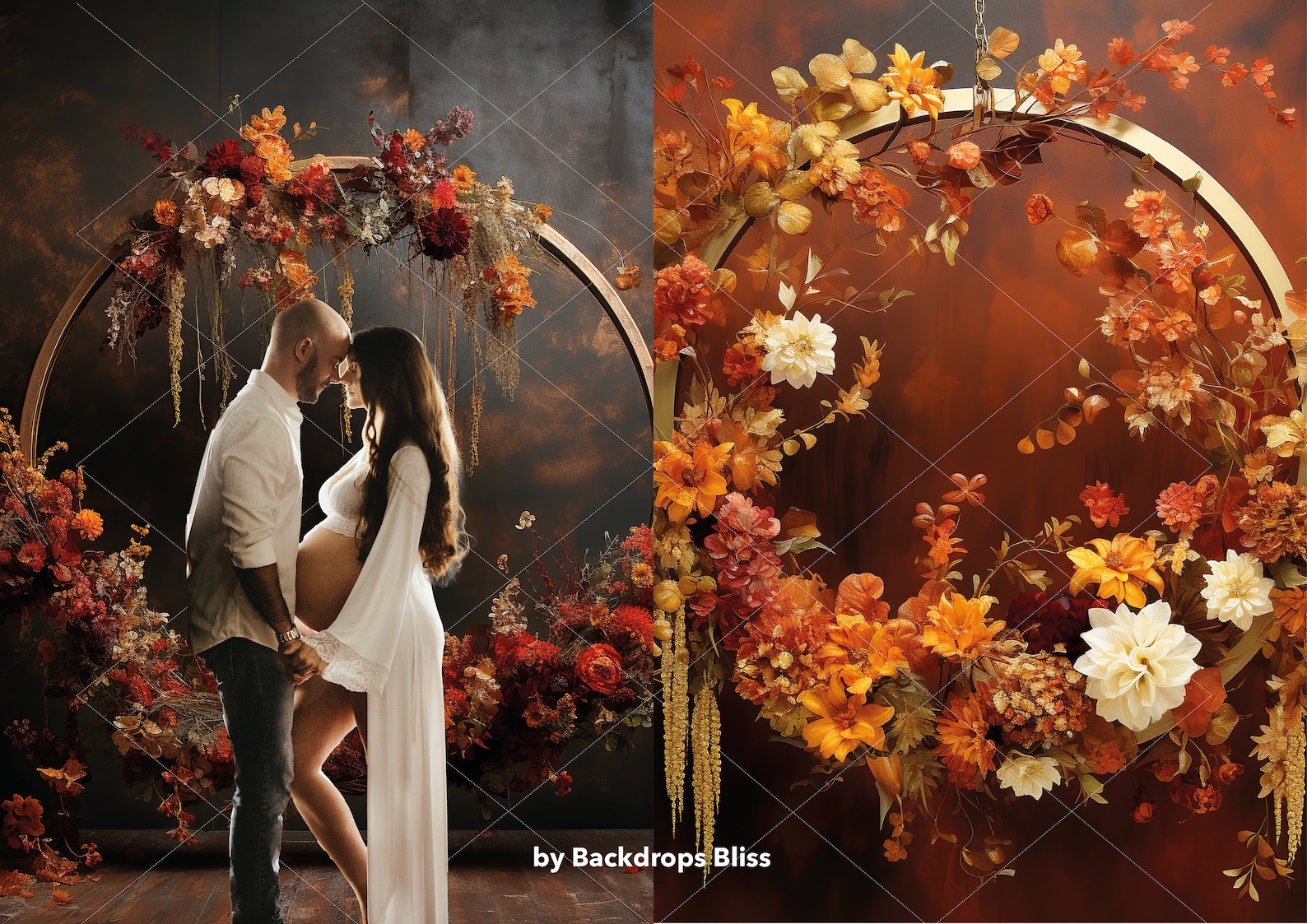 Autumn Background Orange Maternity Digital Backdrop Fall Wedding Decor ...