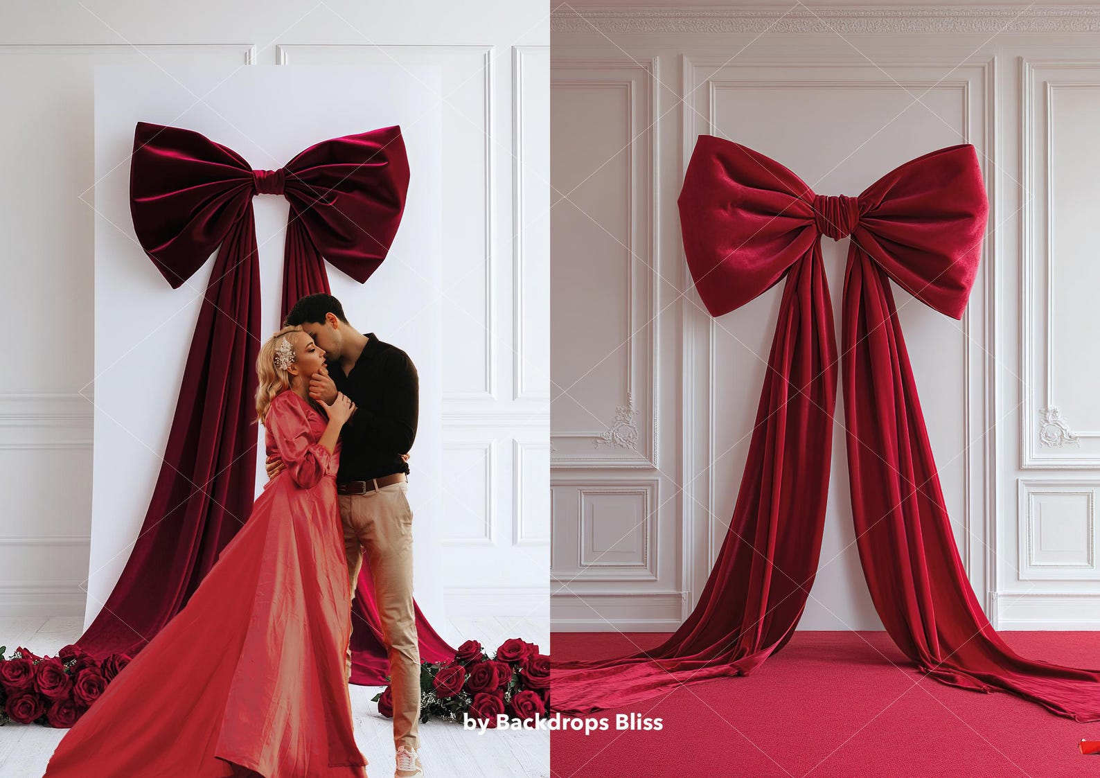 Digital Backdrop PNG Giant Bow Backdrop Red Backdrop Decor Overlay ...