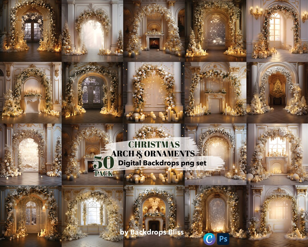 Christmas Digital Backdrop Gold Castle Maternity Digital Backdrop ...