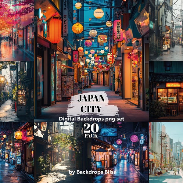 Fondo japonés, superposición de Japón, arte de la ciudad de Tokio, decoración de bodas asiáticas, paisaje japonés, arte mural japonés, fondos de retratos, textura PNG, luz