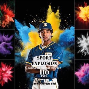 Sport backdrops color dust explosion overlay softball background baseball banner volleyball backdrop color smoke backdrop team sport banner