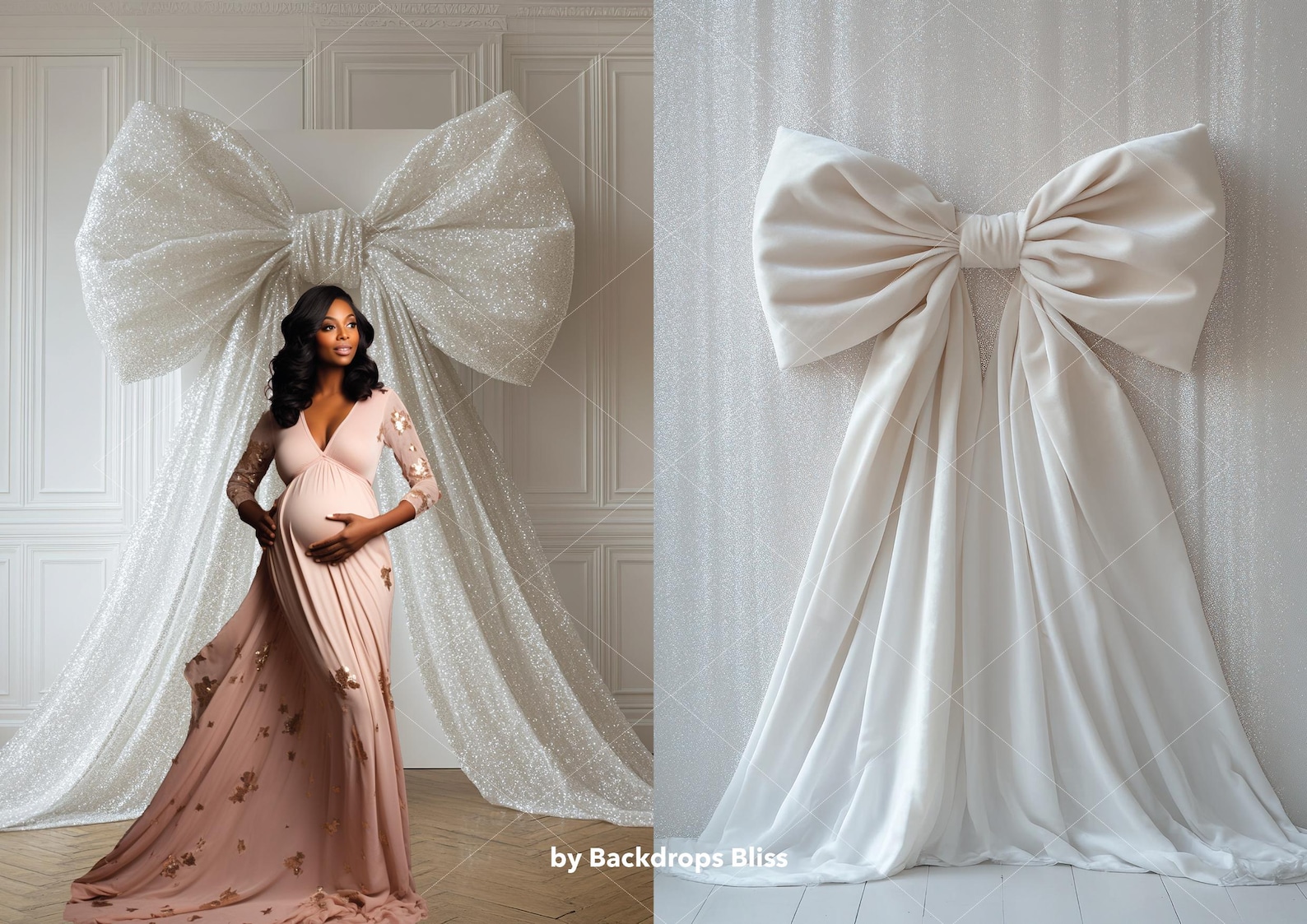 Digital Giant Bow Backdrop White Bow Png Ribbon Overlay White Portrait ...