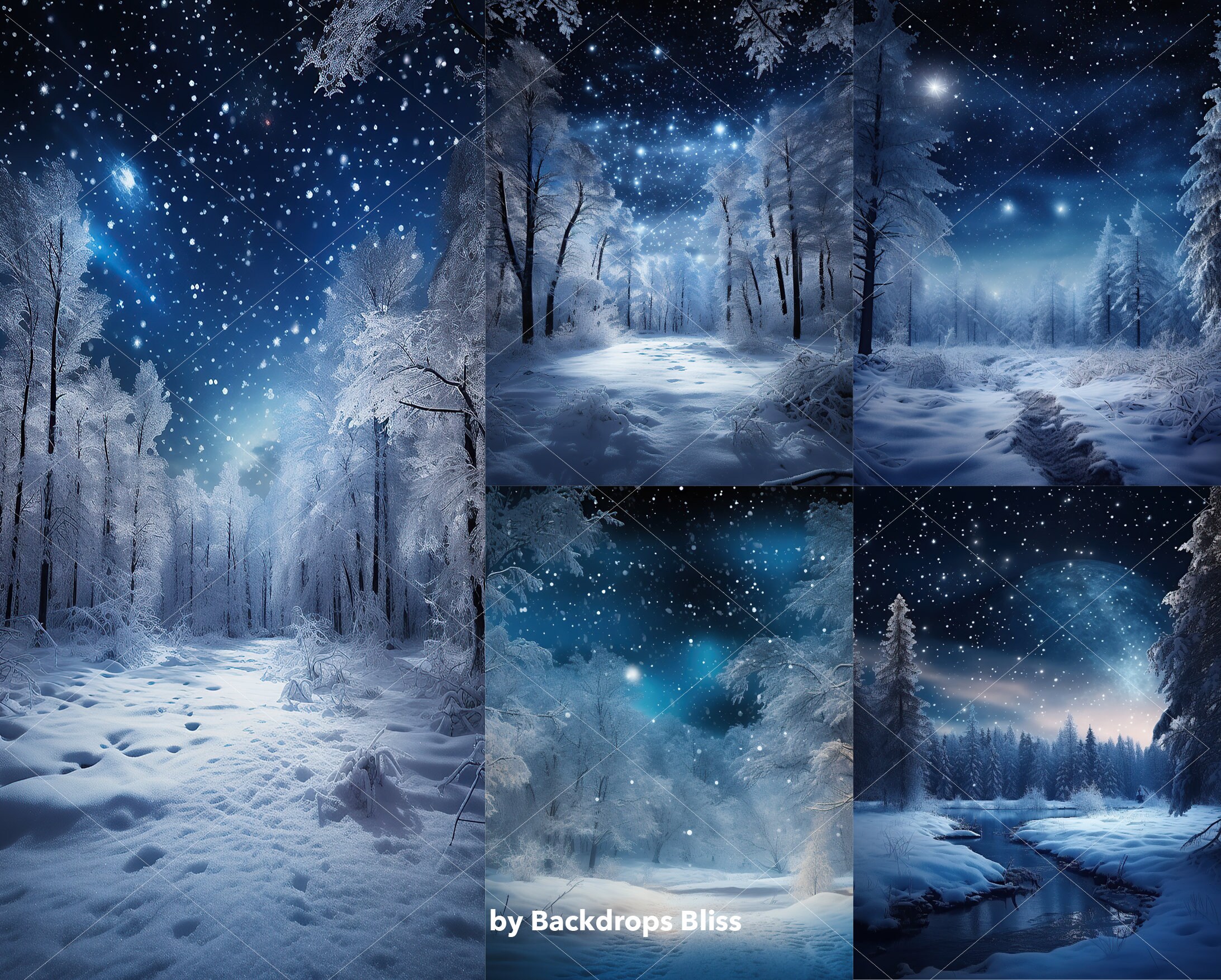 Winter Digital Backdrop Winter Wonderland Digital Backdrop Forest Snow ...
