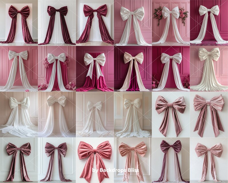 Digital Backdrop Giant Bow Backdrop in PNG - Pink Bow Backdrop ...