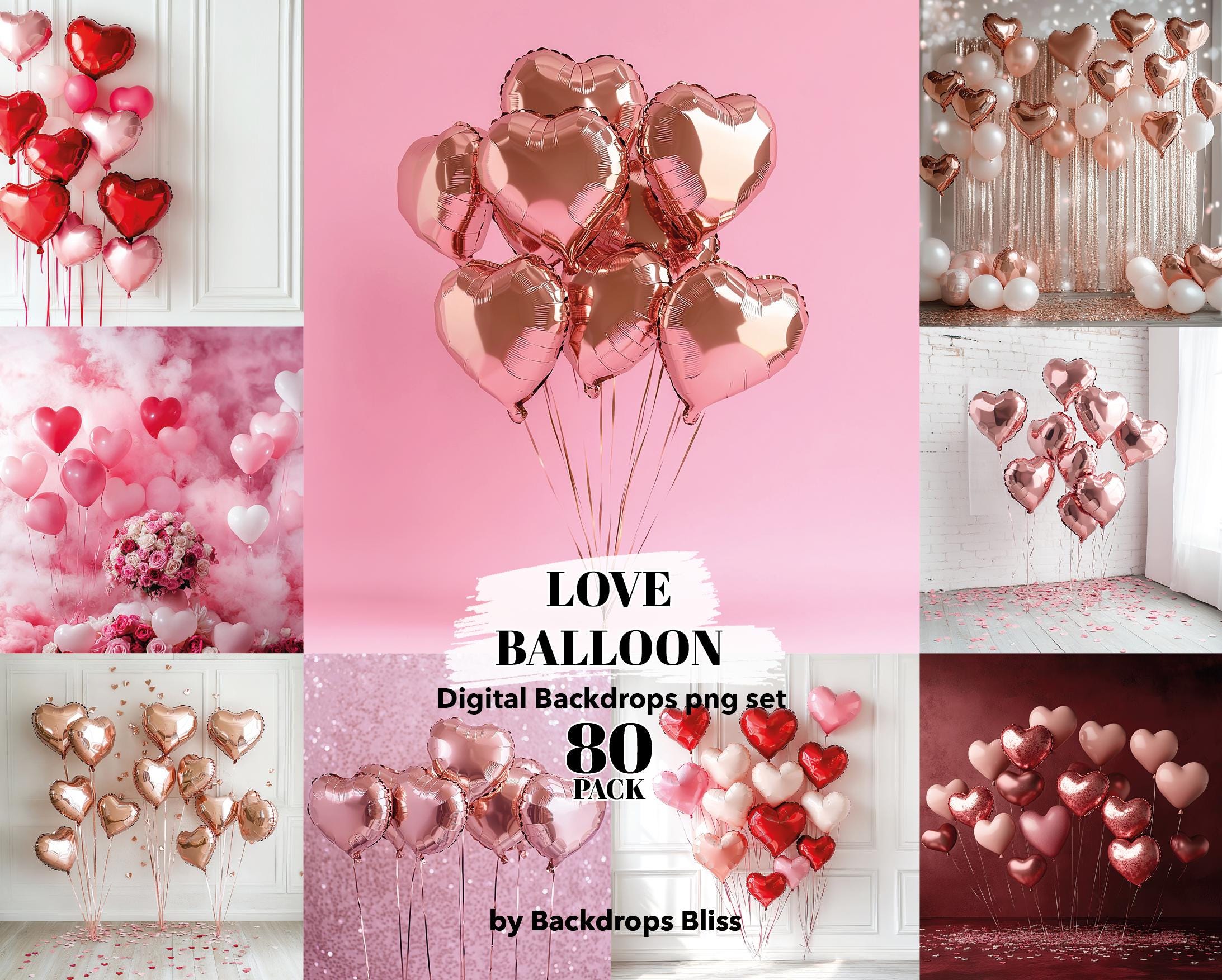 Valentines day digital backdrop balloon backdrop pink maternity digital backdrop red heart balloon valentines backdrop engagement backdrop