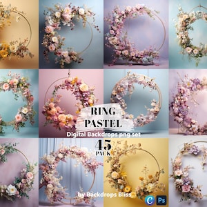 Floral ring backdrop pastel overlays Maternity digital backdrop pastel floral hoop backdrop spring floral ring overlay maternity background