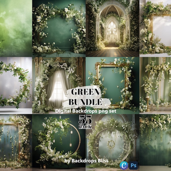 Green maternity backdrop Green floral maternity digital backdrop room greenery backdrop frame arch flower studio floral overlay green bundle