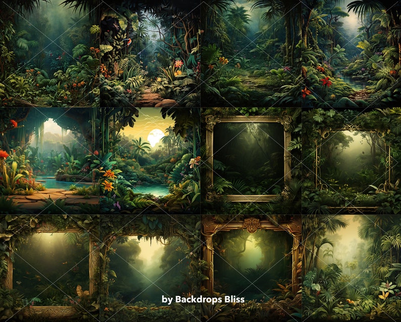 Jungle Digital Backdrop Forest Overlay Enchanted Forest Backdrop Safari ...