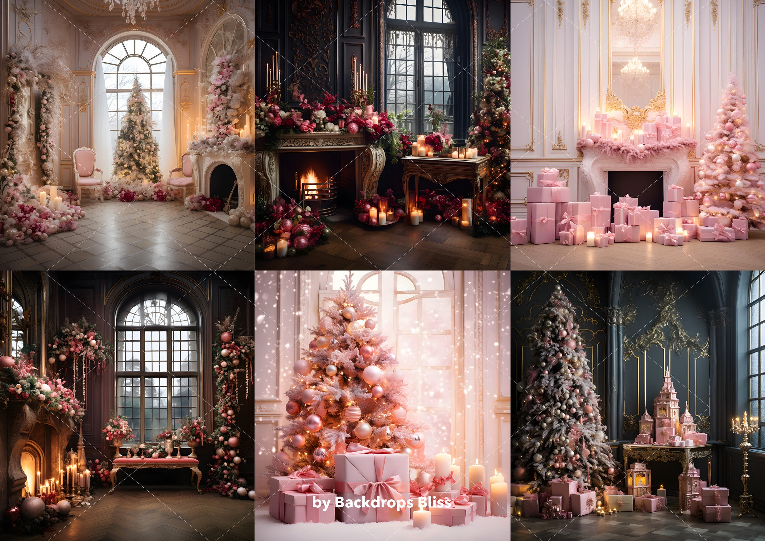 Christmas Pink Digital Backdrop Bundle Pink Maternity Digital Backdrop ...