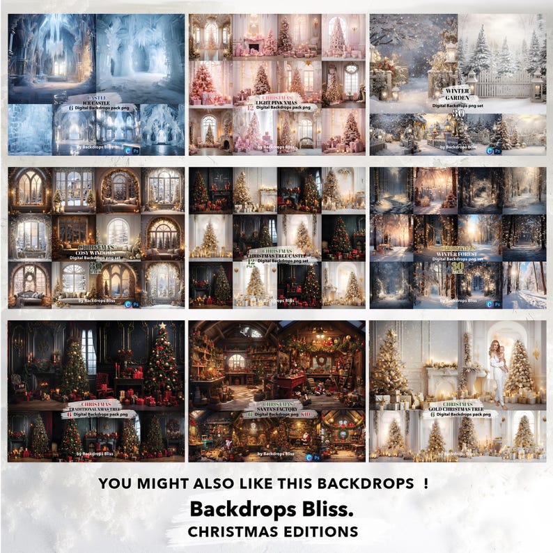 Christmas Digital Backdrop Tree Light Bokeh Overlay Maternity Digital ...